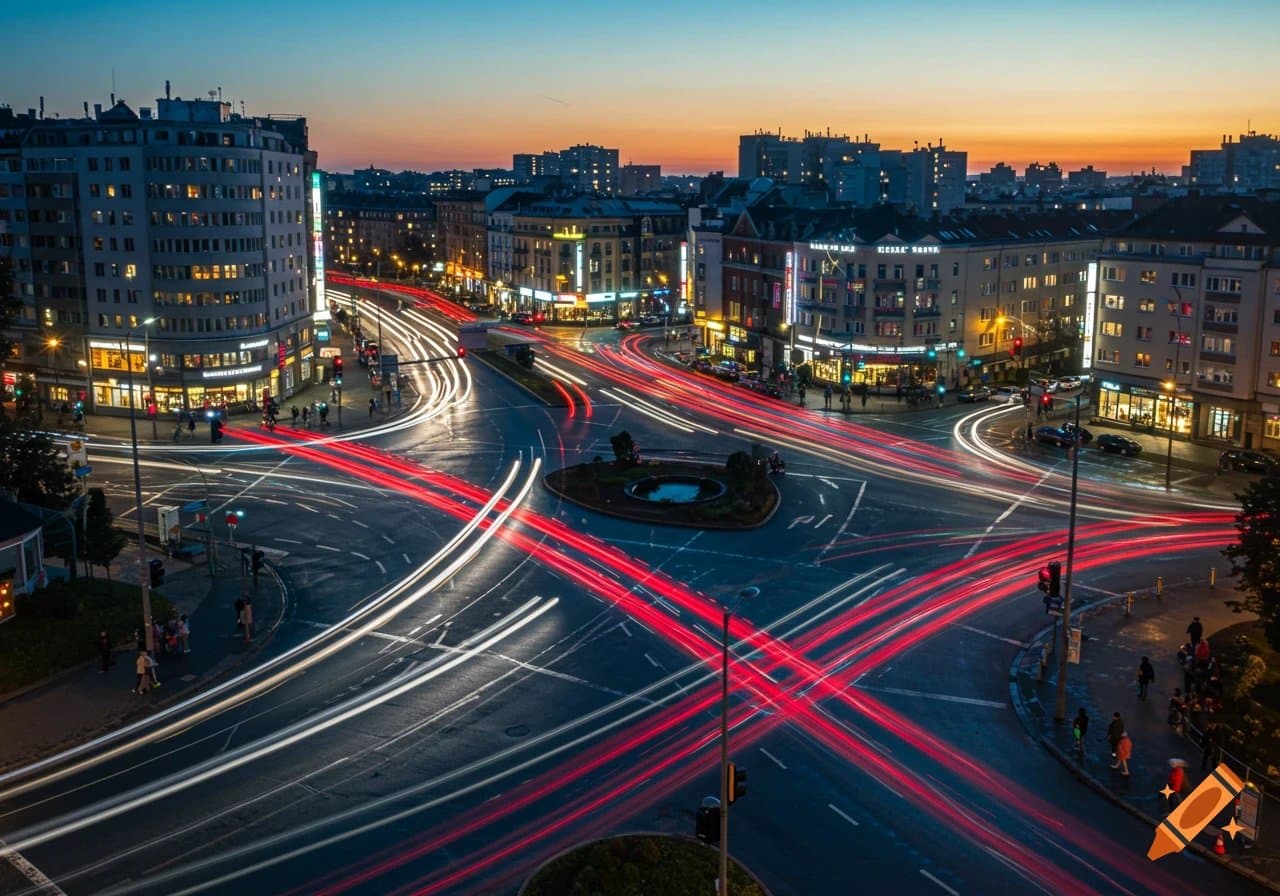Şehir ışıkları kavşak